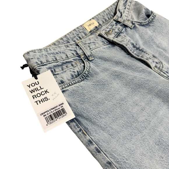 Mikuta Cropped Straight Ankle Jean Raw Hem Button Light Wash Women's Size 30 NWT - Picture 7 of 10